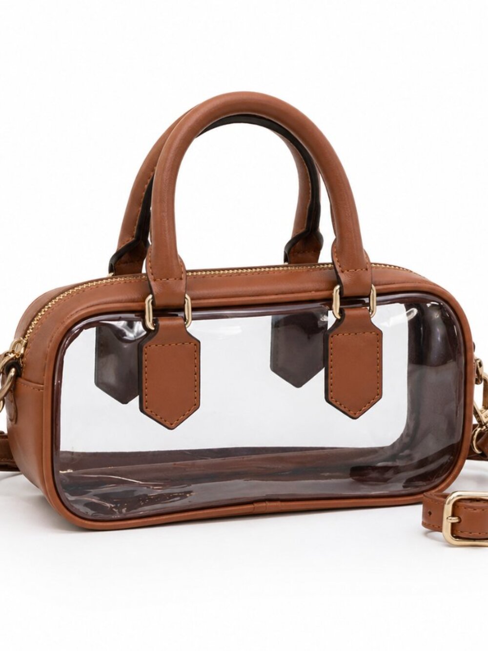 Brown Clear Stadium Bag Top Handle Crossbody NFL Concert Approved Purse NWT - Picture 2 of 2